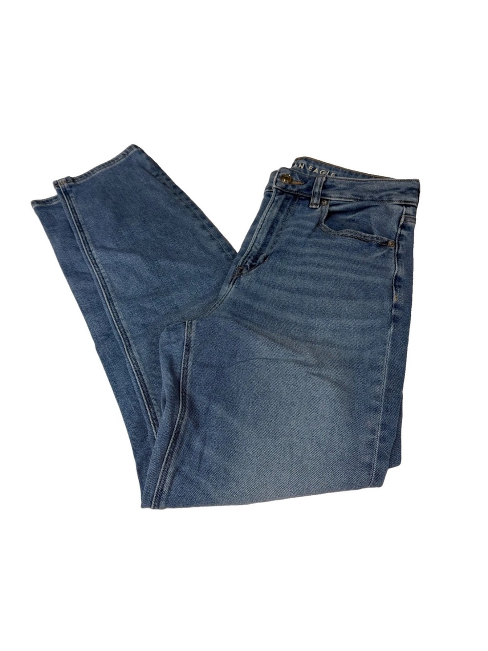 American Eagle Women’s Size 6 LONG Mom Jean Medium Wash Stretch Blue #4330